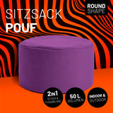 LUMALAND Sitzsack Pouf (50 L) Lila, multifunktional als Sitzhocker & Fußschemel für Innen- und Außenbereiche, pflegeleicht und robust.