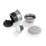 BEEM ESPRESSO-PERFECT Espresso-Siebträgermaschine mit Kapseleinsatz, Sieb und kompatibel mit Kaffeekapseln und Pads.