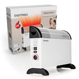 EASYmaxx Heizkonvektor - weiß/schwarz, 2000 W Leistung, 3 Heizstufen, Turbo-Funktion, Thermostat und Tragegriffen für einfachen Transport.