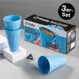 frats Trinkbecher 300ml - Selbstkühlend - 3er-Set in Blau, doppelwandig, vorgekühlt, spülmaschinengeeignet, kein Verwässern der Getränke