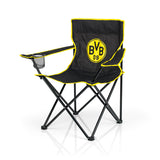 BVB Campingstuhl faltbar - 80x50 cm - schwarz/gelb mit Logo, zusammenklappbar, mit Getränkehaltern, wasserabweisend und robust.