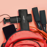 MAXXMEE Mini Massage Gun Pro schwarz mit 6 Leistungsstufen und integriertem Power-Boost, ideal für gezielte Muskelregeneration.
