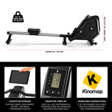 FitEngine Rudergerät mit Magnetwiderstand, klappbar, bis 120 kg belastbar, mit Smart-Display und Kinomap Wireless Connection.