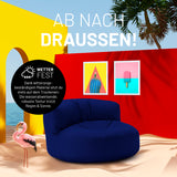 LUMALAND Sitzsack Lounge (320 L) Dunkelblau wetterfest für drinnen & draußen mit robustem, schnell reinigbarem Material und verdecktem Reißverschluss.
