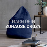 LUMALAND Luxury XL PLUS Sitzsack Dunkelblau mit 220L Füllung, stylischer Beanbag für optimale Anpassung und Komfort.