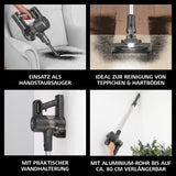 CLEANmaxx Akku-Zyklon-Staubsauger anthrazit/schwarz als Handstaubsauger mit Wandhalterung und verlängerbarem Aluminium-Rohr bis ca. 80 cm.