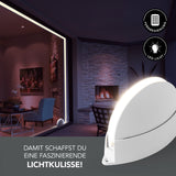 MAXXMEE LED-Rahmen-Projektor - weiß mit warmweißem Licht, 8 Leuchtmodi und Fernbedienung für dekorative Innenbeleuchtung.