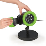 Borussia Mönchengladbach LED-Motivstrahler mit Erdspieß und Indoor-Sockel, projiziert das Gladbach-Logo innen und außen.