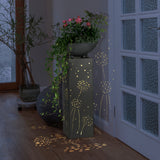 Hoberg LED Pflanzsäule in Beton-Optik mit Pusteblumen-Design und LED-Beleuchtung, abnehmbare Pflanzschale und batteriebetrieben.