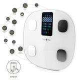 nah-vital smarte Körperanalysewaage mit digitaler Anzeige und 15 Messwerten, Smartphone-kompatibel, präzise und robust.