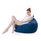 LUMALAND Comfort Line XXL Sitzsack Dunkelblau, 100x120x50 cm, mit EPS Perlen gefüllt, bequemes Bodenkissen für Innenbereiche.