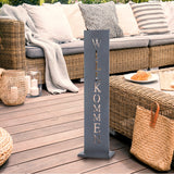 Hoberg Beton-Schild mit "Willkommen" aus pulverbeschichtetem Metall in Beton-Optik, wetterbeständig für drinnen und draußen.