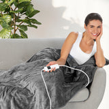 MAXXMEE Heizdecke 180 x 130cm, grau, extra lang mit Fernbedienung, 6 Heizstufen und Timerfunktion für individuellen Komfort.