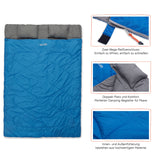 Where Tomorrow Doppelschlafsack mit Tragetasche, 2-Personen Schlafsack in Royalblau, wasserabweisend, 190 x 150 cm.