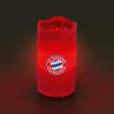 FC Bayern München LED-Echtwachskerze mit rotierender FCB-Logo-Projektion, Timer und 3 Geschwindigkeitsstufen, rot.
