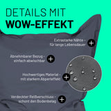 LUMALAND Sitzsack Classic XXL (380 L) in Stahlgrau mit abnehmbarem Bezug, starkem Abperleffekt, extrastarken Nähten und verdecktem Reißverschluss.