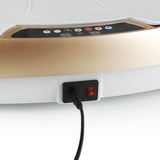 VITALmaxx Vibrationstrainer - Champagner/Grau mit Bedienfeld, Netzanschluss und Ein-/Ausschalter für individuelle Vibrationsprogramme.
