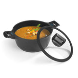 N8WERK Aluguss-Kochtopf 24 cm mit Heat Indicator, Ilag-Ultimate-Beschichtung, Glasdeckel und Silikon-Umrandung, geeignet für alle Herdarten.