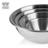 GOURMETmaxx Edelstahl-Schüsseln rund - stabile, ineinander stapelbare Edelstahlschüsseln zum Zubereiten und Servieren, spülmaschinengeeignet.