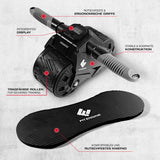 FitEngine Bauchmuskel-Roller mit Display in schwarz/grau, rutschfeste Griffe und komfortables Kniepad für effektives Training.