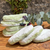 waschies Abschmink- & Waschpads 7er-Set Nature Edition hellgrün/weiß, weich, saugfähig, wiederverwendbar, ideal für Make-up-Entfernung