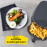 Rachs KOCHWERK Heißluft-Fritteuse Digital 4,2l grau mit Frittierkorb, Grillfunktion und Erinnerungsfunktion für gesunde Pommes.