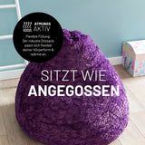 LUMALAND Luxury Fluffy Sitzsack stylischer Webplüsch Beanbag in Lila mit 120L flexibler EPS-Füllung, passt sich Körperform perfekt an.