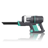 MAXXMEE Akku-Zyklon-Staubsauger grau/türkis als kabelloser Handstaubsauger mit 2-Stufen-Saugkraft und 600ml Staubbehälter.