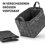 N8WERK Filz-Aufbewahrungstasche L 40x30x30 cm Dunkelgrau, faltbar mit Tragegriffen, moderner Scandi Style, platzsparend und vielseitig.
