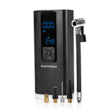 EASYmaxx Akku-Handkompressor mit Digital-Display in Schwarz, inklusive Adapter und LED-Licht für vielseitiges Aufpumpen.