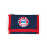 FC BAYERN MÜNCHEN Geldbörse "Mia san Mia" mit Logo, Kreditkartenfächern, Münzfach und Klettverschluss in Rot und Blau.
