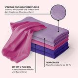 MAXXMEE Politurtuch Mikrofaser 6er Set in Beere, Flieder, Lila mit Fischgrätmuster für streifenfreie Nassreinigung und Trockenpolieren.