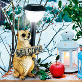 EASYmaxx Solarleuchte Erdmännchen mit Laterne und Welcome-Schild, solarbetrieben mit LED-Licht und Dämmerungssensor.