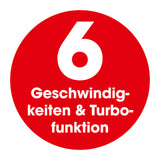 GOURMETmaxx Küchenmaschine mit 6 Geschwindigkeitsstufen und Turbofunktion für vielseitiges und effizientes Kneten und Rühren in Schwarz.