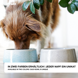 FLUFFINO® Hundenapf / Futternapf Keramik - 800 ml in Grau, handgefertigt, lebensmittelecht, spülmaschinenfest für kleine und mittelgroße Hunde.
