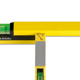 FLÜWA Wasserwaage - 60 cm + 80 cm - schwarz/gelb mit ausklappbarem Flügel und Winkelmesser für präzises Nivellieren.