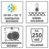 GOURMETmaxx Thermogläser Kaffee-Spezialitäten 6er-Set, 250 ml, doppelwandig, wärmeisolierend, spülmaschinengeeignet, temperaturbeständig.