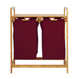 LUMALAND Bambus Wäschekorb mit 2 ausziehbaren Wäschesäcken in Dunkelrot, 73 x 64 x 33 cm, stabil und pflegeleicht.