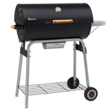 LANDMANN Holzkohle-Barrelgrill CG-III-660BK mit emailliertem Grillrost, lackiertem Deckel, Temperaturanzeige und höhenverstellbarem Kohlerost.