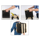 BeerBag - Das clevere Tragesystem für Bierkästen zeigt Wandel von Bierkiste zum Rucksack mit breiten Tragegurten und Rückenpolsterung.