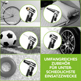 EASYmaxx Akku-Handkompressor mit Digital-Display schwarz mit 4 Adaptern für Fahrrad, Auto, Bälle und Schwimmringe vielseitig einsetzbar.