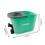 CLEANmaxx Power-Wischmopp 8 Liter Eimer in türkis/grau mit Schleudereinsatz und Fußpedal für einfache Reinigung.