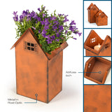 Hoberg Rost-Pflanztöpfe - 2er-Set, dekorative Metallblumenkübel in Rost-Optik mit Haus-Design und Abflussloch, wetterbeständig.