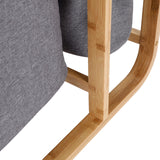 LUMALAND Wäschekorb aus Bambus mit 1 XL Fach und 2 Kompaktfächern in Grau, modernes Design, stabile Holzrahmenkonstruktion.