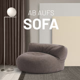 LUMALAND Interior Line Sitzsack-Lounge rundes Sitzsack-Sofa 320l Füllung 90x50 cm Braun in modernem Wohnzimmerambiente