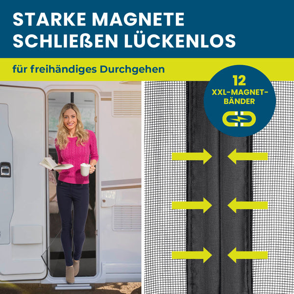 HOBERG Insektenschutzvorhang für Wohnwagen - mit XXL-Magnetbändern - 60 x 180 cm