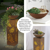 GARVIDA LED-Dekosäule Rost-Optik "Bauernrose" 87 cm mit LED-Beleuchtung und Pflanzschale für individuelle Blumen-Arrangements.
