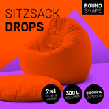 LUMALAND Sitzsack Drops (300 L) in Orange, 2in1 für drinnen & draußen, langlebig, leicht, mit hochwertiger EPS-Füllung, rundes Design.