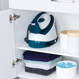 CLEANmaxx Dampfbügelstation petrol/weiß mit stufenloser Temperaturregulierung, Turbo-Dampfstoß und kratzfester Leichtlaufsohle.