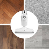 N8WERK Dampfbesen Moonlight White Edition reinigt Dampfböden wie Laminat, Teppiche und Fliesen ohne Chemie mit 3 Dampfstufen.